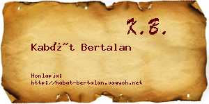 Kabát Bertalan névjegykártya